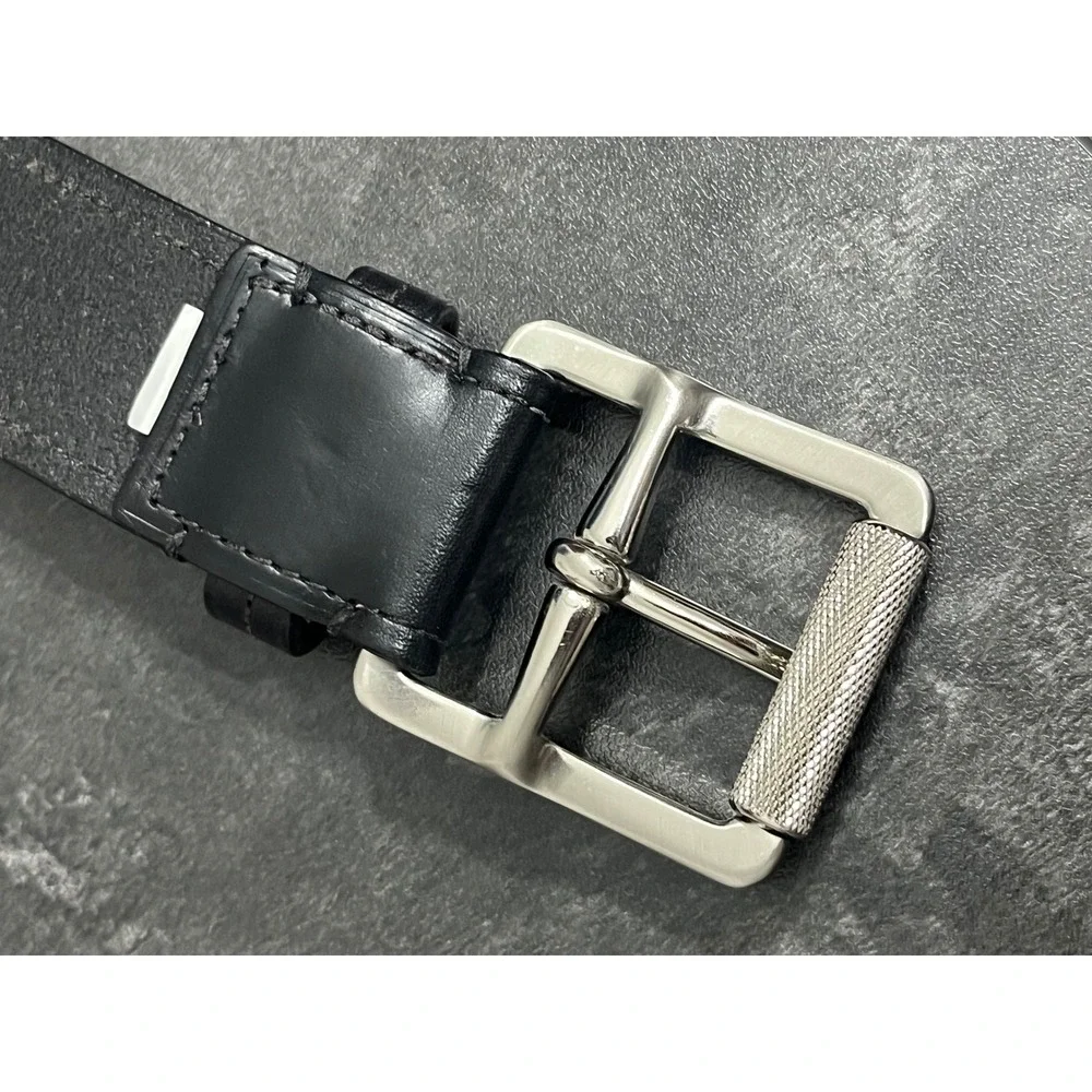 Coach Leather Belt Mens Black Silver Tone Buckle